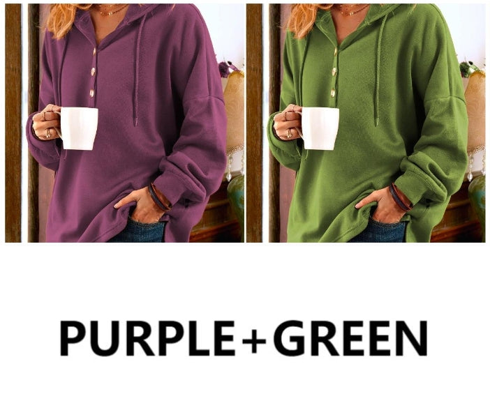 Long Sleeve Buttoned Sweatshirt Cozy Casual Fit For Everyday Wear