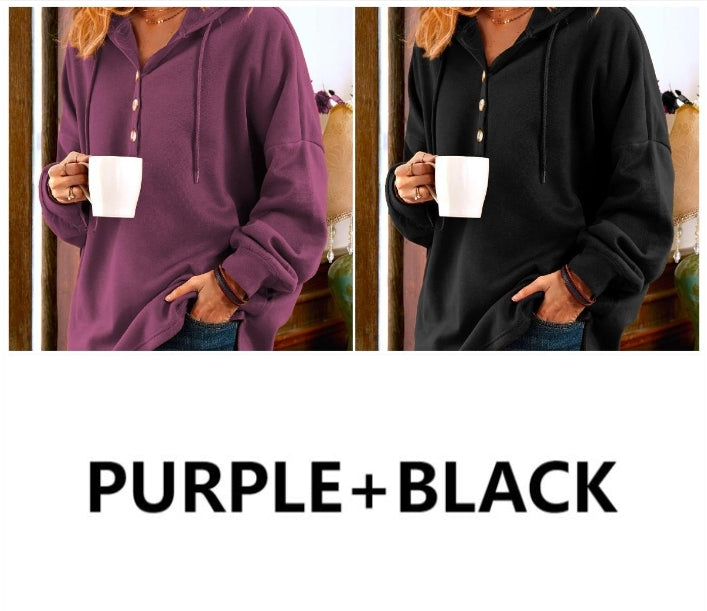 Long Sleeve Buttoned Sweatshirt Cozy Casual Fit For Everyday Wear