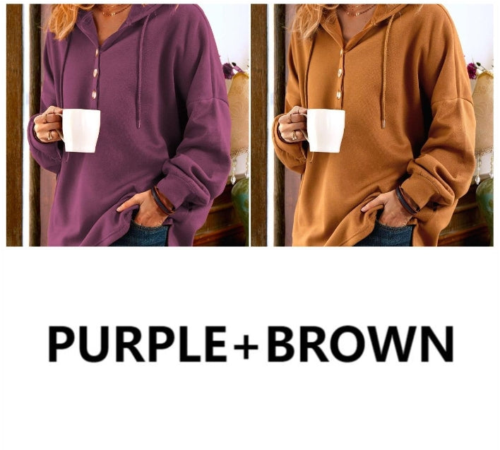 Long Sleeve Buttoned Sweatshirt Cozy Casual Fit For Everyday Wear
