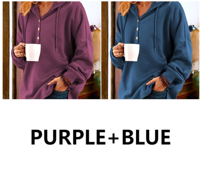 Long Sleeve Buttoned Sweatshirt Cozy Casual Fit For Everyday Wear