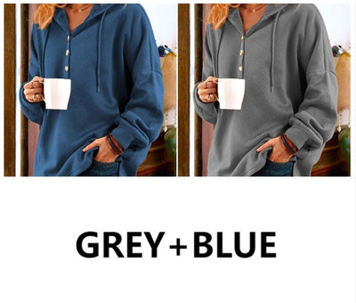 Long Sleeve Buttoned Sweatshirt Cozy Casual Fit For Everyday Wear