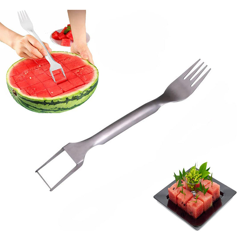 2 In 1 Watermelon Slicer Cutter Stainless Steel Fruit Fork Divider