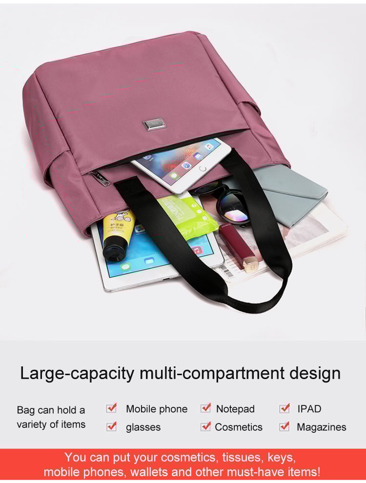 Waterproof Nylon Shoulder Bag Large Capacity Multi Pocket Design