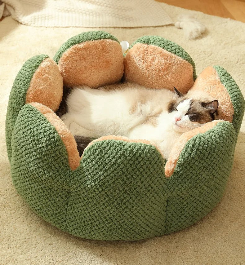 Cactus Petal Cat Bed Soft Cozy Winter Nest For Small Pets