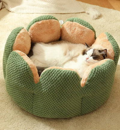 Cactus Petal Cat Bed Soft Cozy Winter Nest For Small Pets