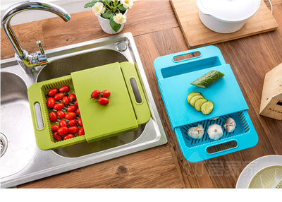 Multifunction Kitchen Chopping Board With Sink Drain Basket And Tools