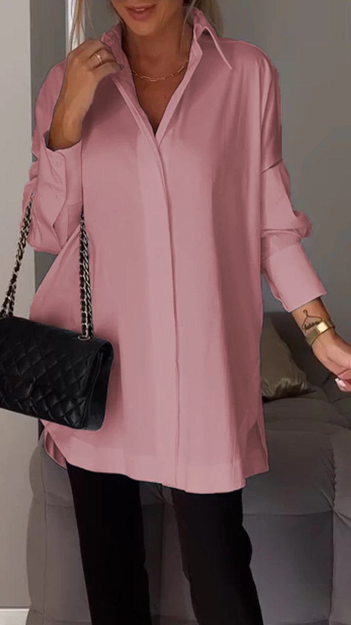 Lapel Slit Shirt Stylish Casual Lightweight Comfortable Design