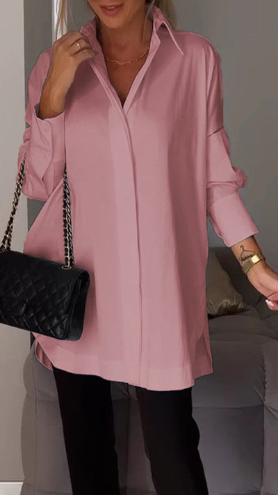 Lapel Slit Shirt Stylish Casual Lightweight Comfortable Design