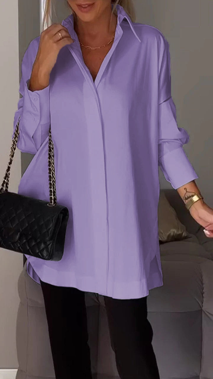 Lapel Slit Shirt Stylish Casual Lightweight Comfortable Design