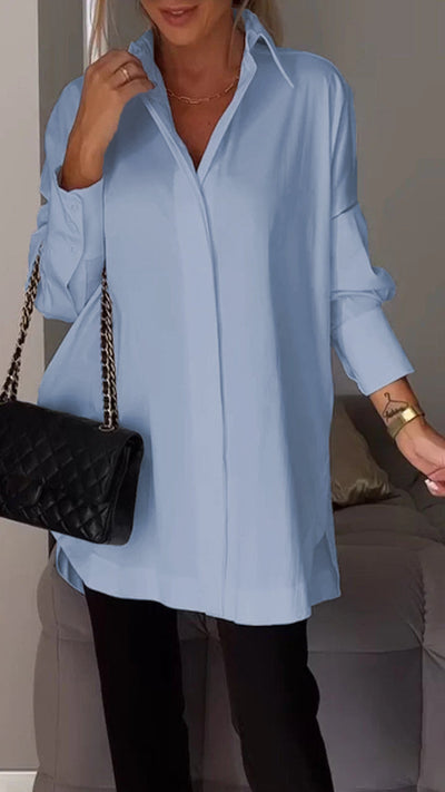 Lapel Slit Shirt Stylish Casual Lightweight Comfortable Design