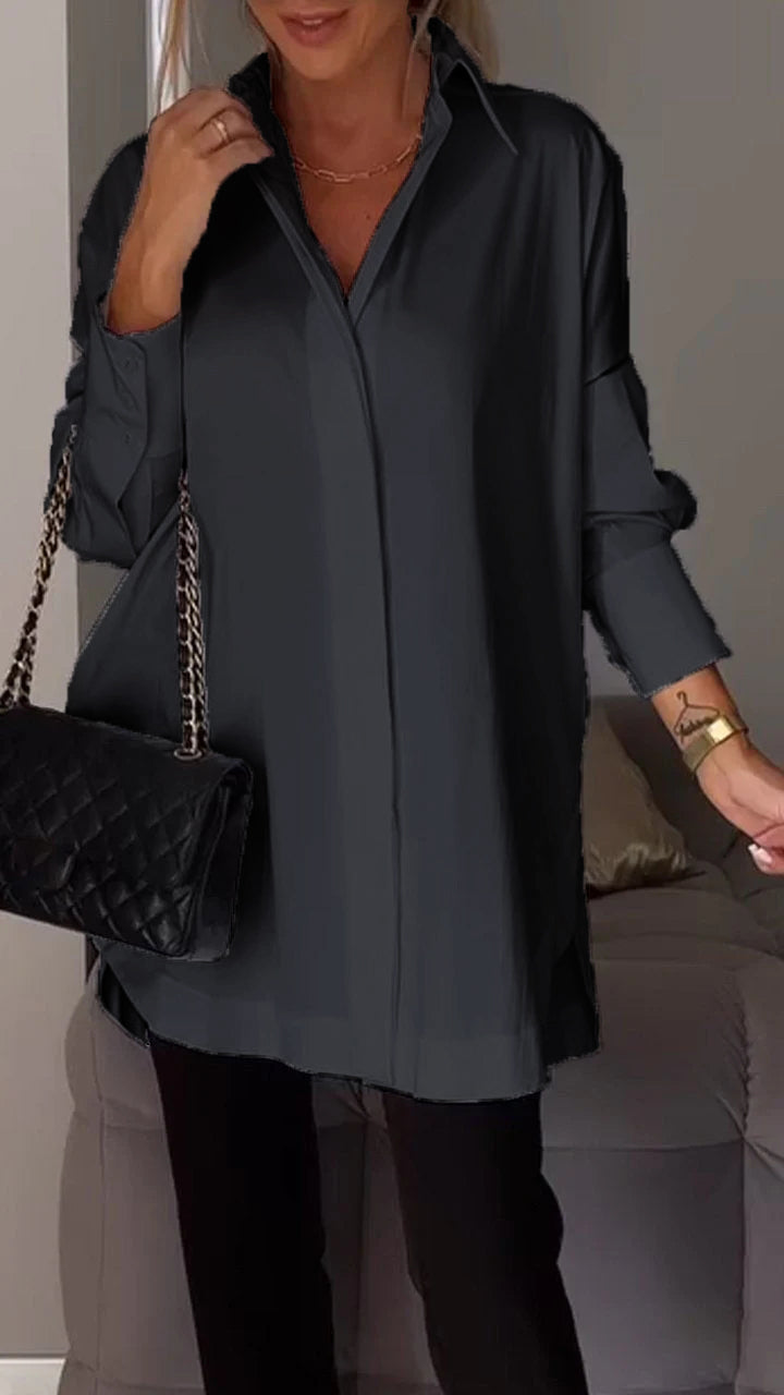 Lapel Slit Shirt Stylish Casual Lightweight Comfortable Design
