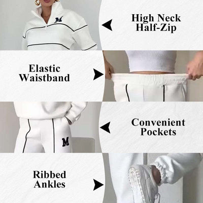 Women's Casual Two Piece Set Long Sleeve Letter M Design