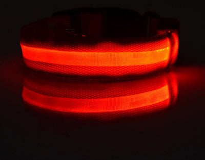 Nylon LED Dog Collar Adjustable Luminous Safety Glow Night Light