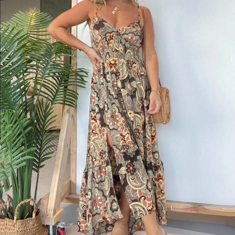 Women's Floral Spaghetti Strap Maxi Dress Long Elegant Summer Dress