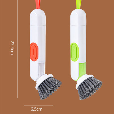 Dish Brush With Soap Dispenser Long Handle And Two Replacement Heads