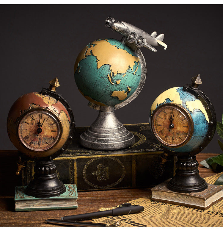 Retro Globe Clock Classic Design Decorative Table Clock