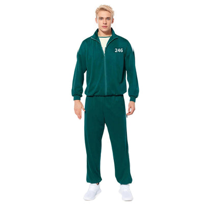 2 Players Tracksuit Costume Green Jacket And Pants Set Adult