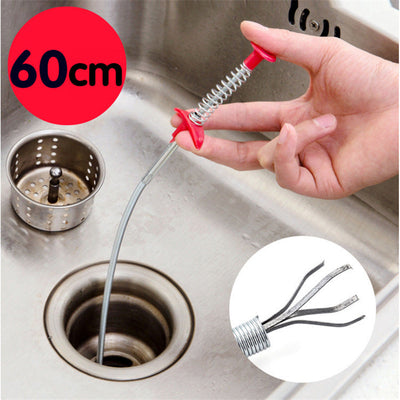 60CM Sewer Dredger Spring Pipe Drain Hair Clog Remover Tool