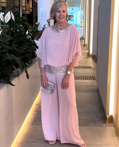 Elegant Colorblock Sequin Two-Piece Set For Stylish Occasions