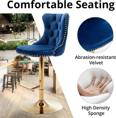 Upholstered Bar Stools With Backs Comfortable Tufted Set Of 2