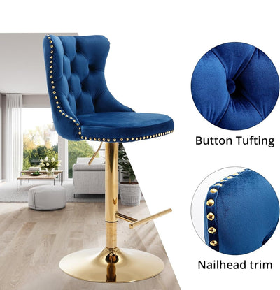 Upholstered Bar Stools With Backs Comfortable Tufted Set Of 2