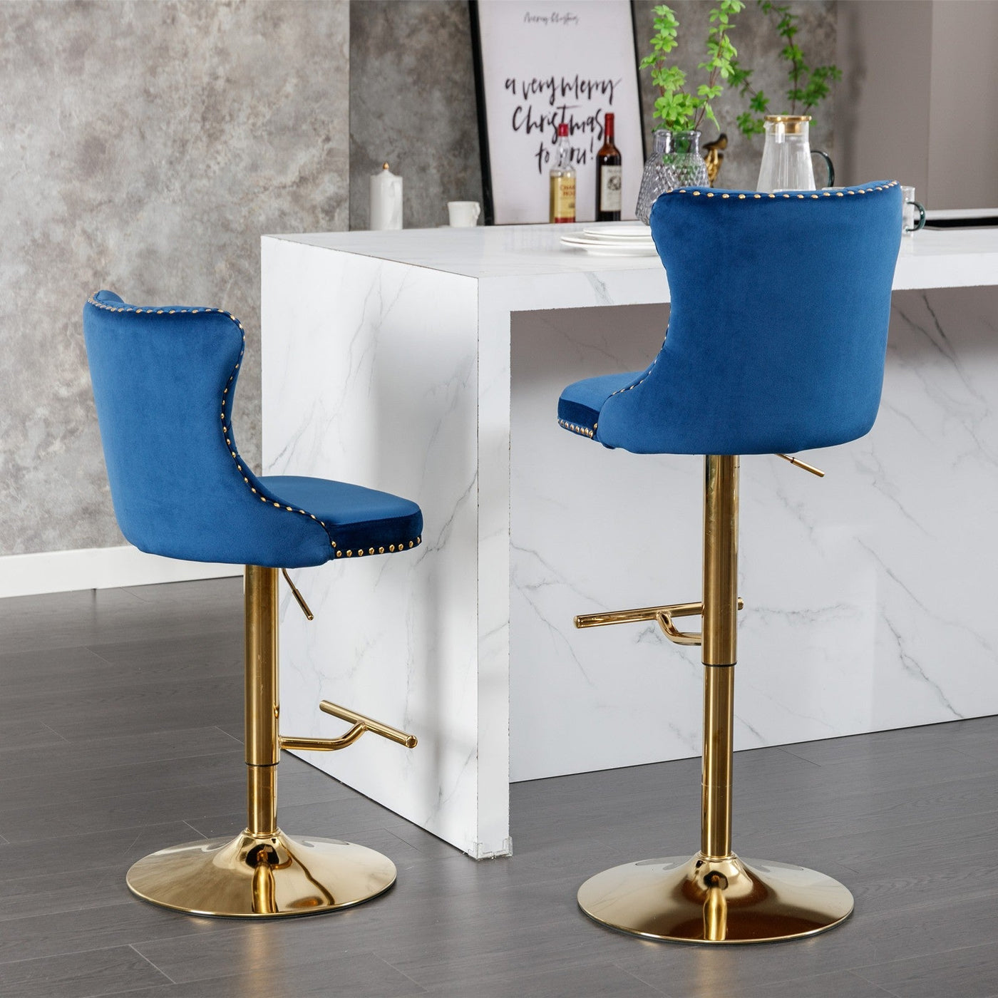 Upholstered Bar Stools With Backs Comfortable Tufted Set Of 2