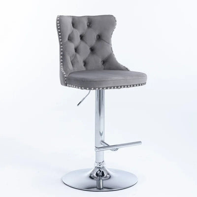 Modern Chrome Bar Stools With Upholstered Backs Set Of 2