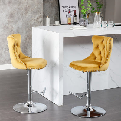 Modern Chrome Bar Stools With Upholstered Backs Set Of 2