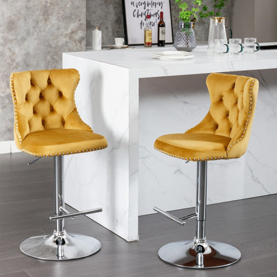 Modern Chrome Bar Stools With Upholstered Backs Set Of 2