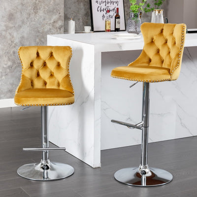 Modern Chrome Bar Stools With Upholstered Backs Set Of 2
