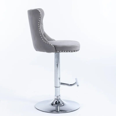 Modern Chrome Bar Stools With Upholstered Backs Set Of 2
