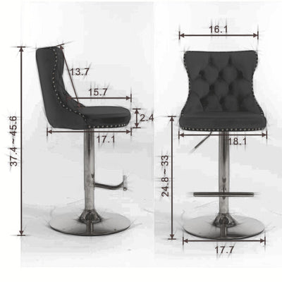 Modern Chrome Bar Stools With Upholstered Backs Set Of 2