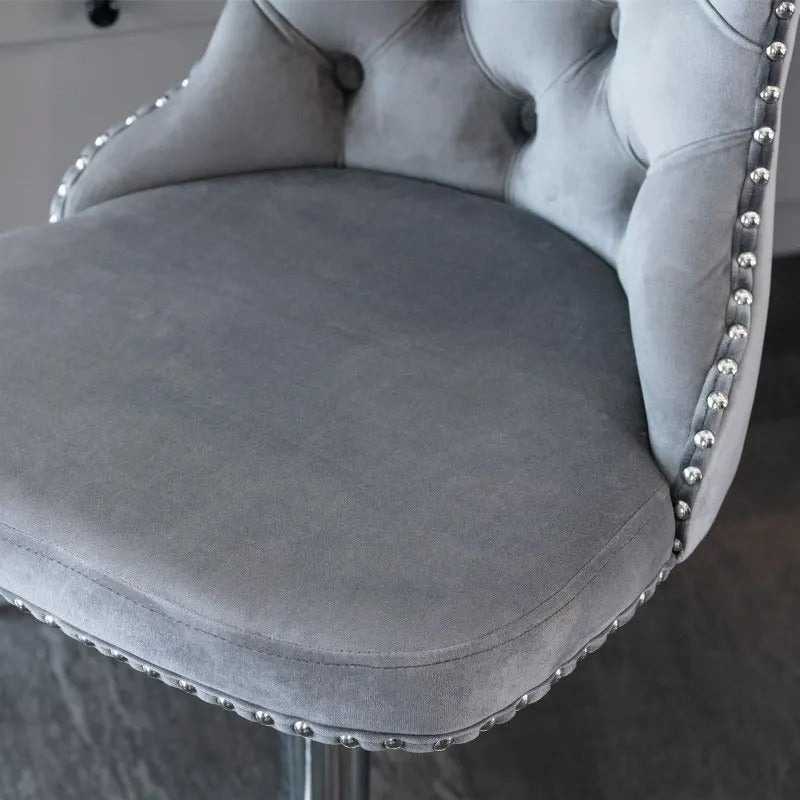 Modern Chrome Bar Stools With Upholstered Backs Set Of 2