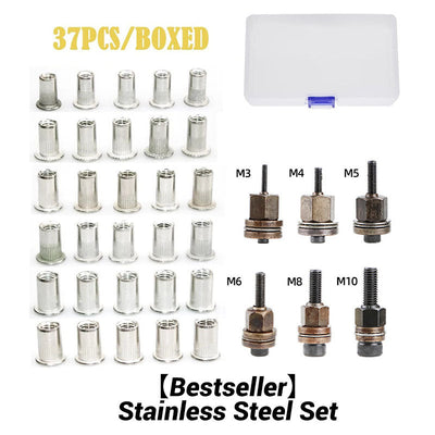 Flat Head Threaded Insert Nuts Set Rivet Fasteners Kit