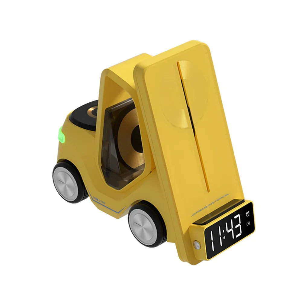 Car Shaped Wireless Charging Dock With LED Alarm Clock Fast Charge