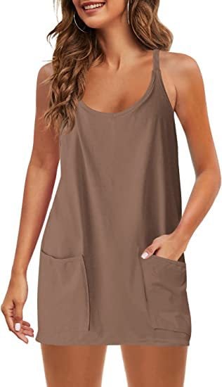 Casual Sleeveless Mini Dress With Built-In Shorts For Summer