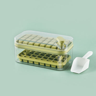 One-button Press Ice Cube Tray With Storage Box And Lid