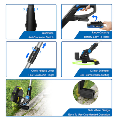 Cordless Electric Grass Trimmer 20V Lightweight Lawn Trimming Tool