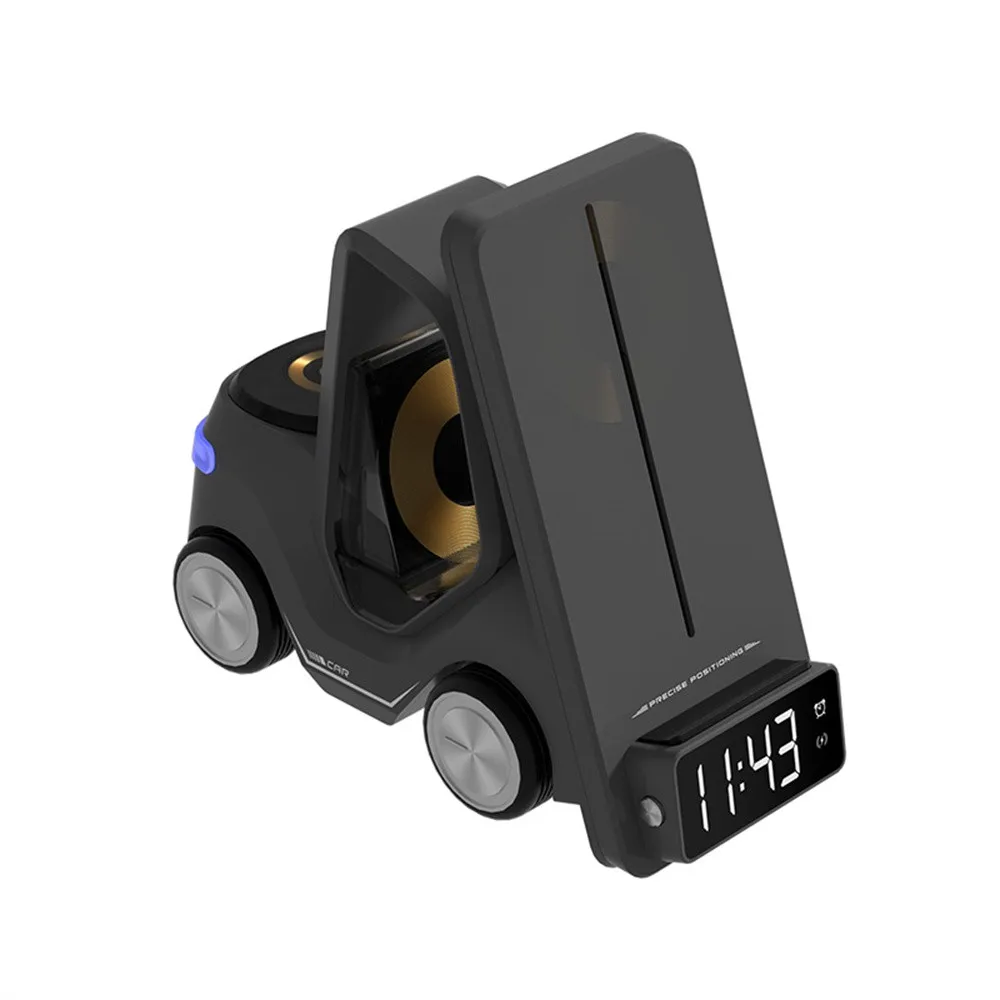 Car Shaped Wireless Charging Dock With LED Alarm Clock Fast Charge