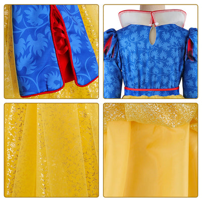 Kids Princess Dress Long Sleeve Puff Ball Gown With Crown Cosplay