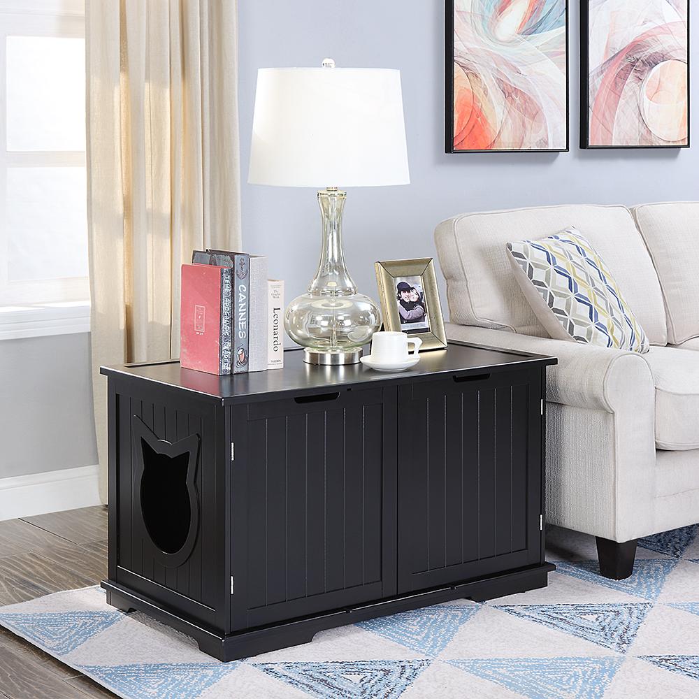Bench Litter Box Enclosure With Storage And Comfortable Seating