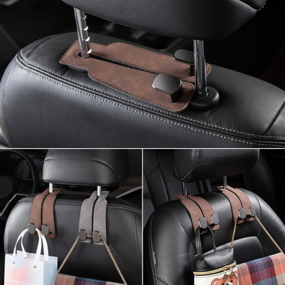 Leather Car Seat Hooks For Organizing Hanging Items In Vehicle