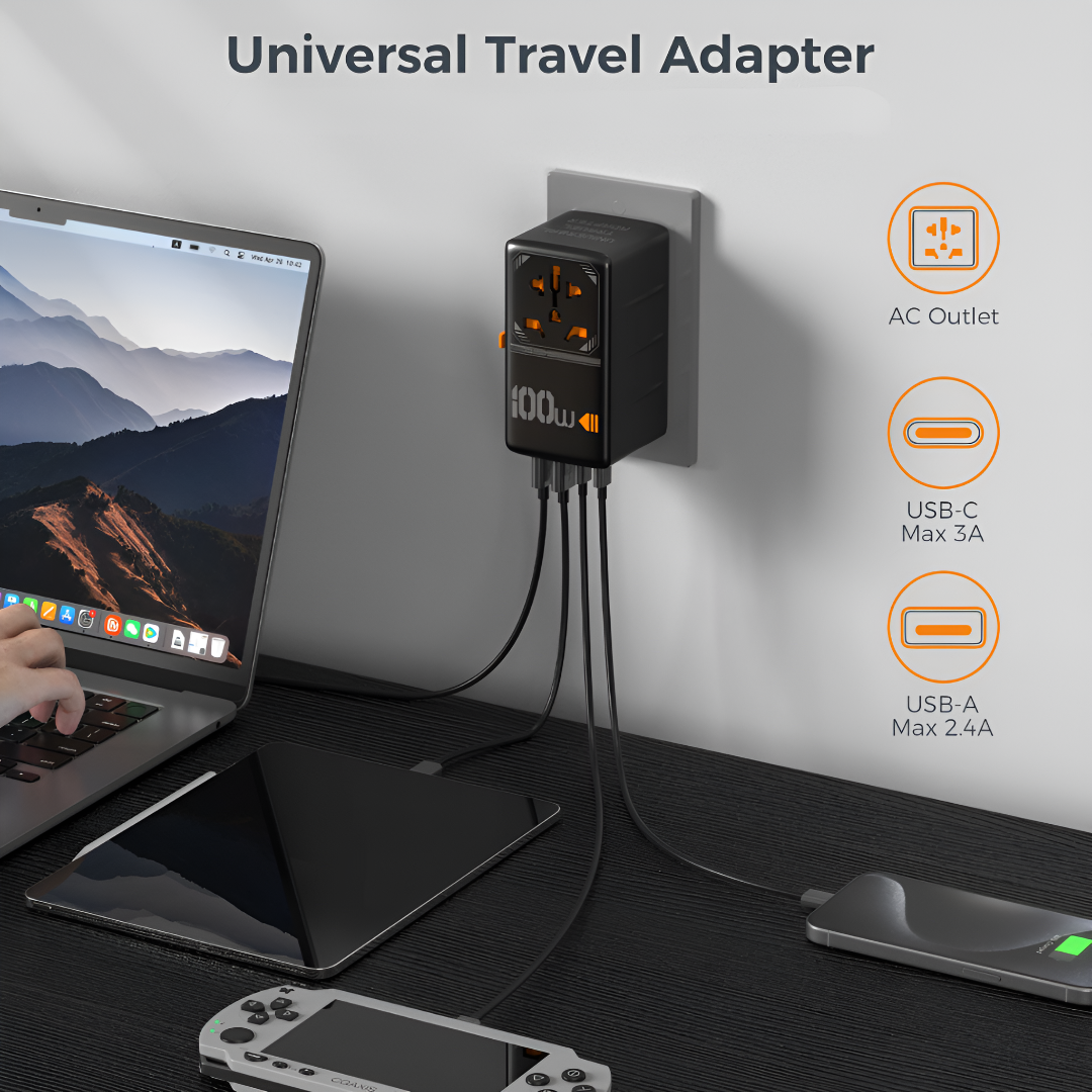 100W Universal Travel Charger Compact Power Adapter For Travelers