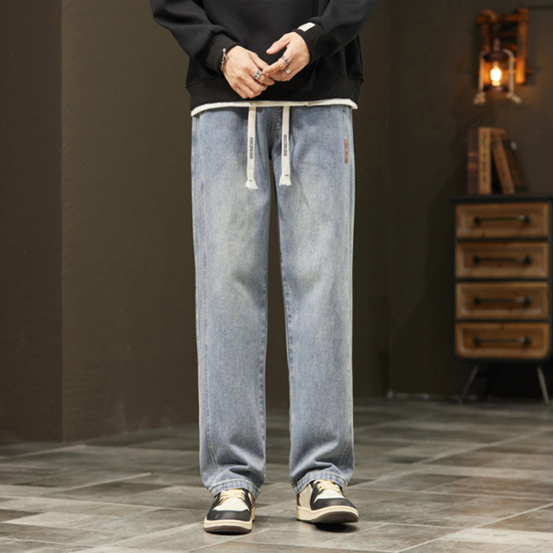 Men's Loose Straight Jeans Comfortable Durable Casual Denim Pants