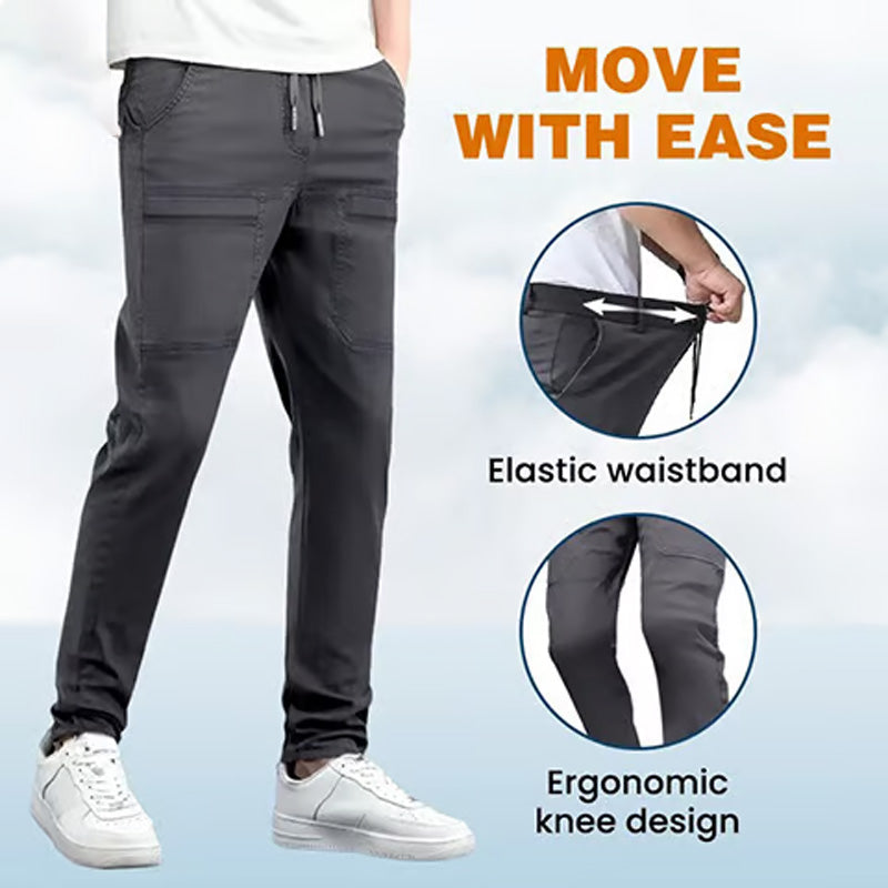 Stretch Cargo Pants With Multiple Pockets And High Stretch Fabric