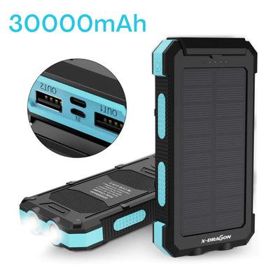 Solar Power Bank 30000mAh Portable Solar Charger Backup Battery