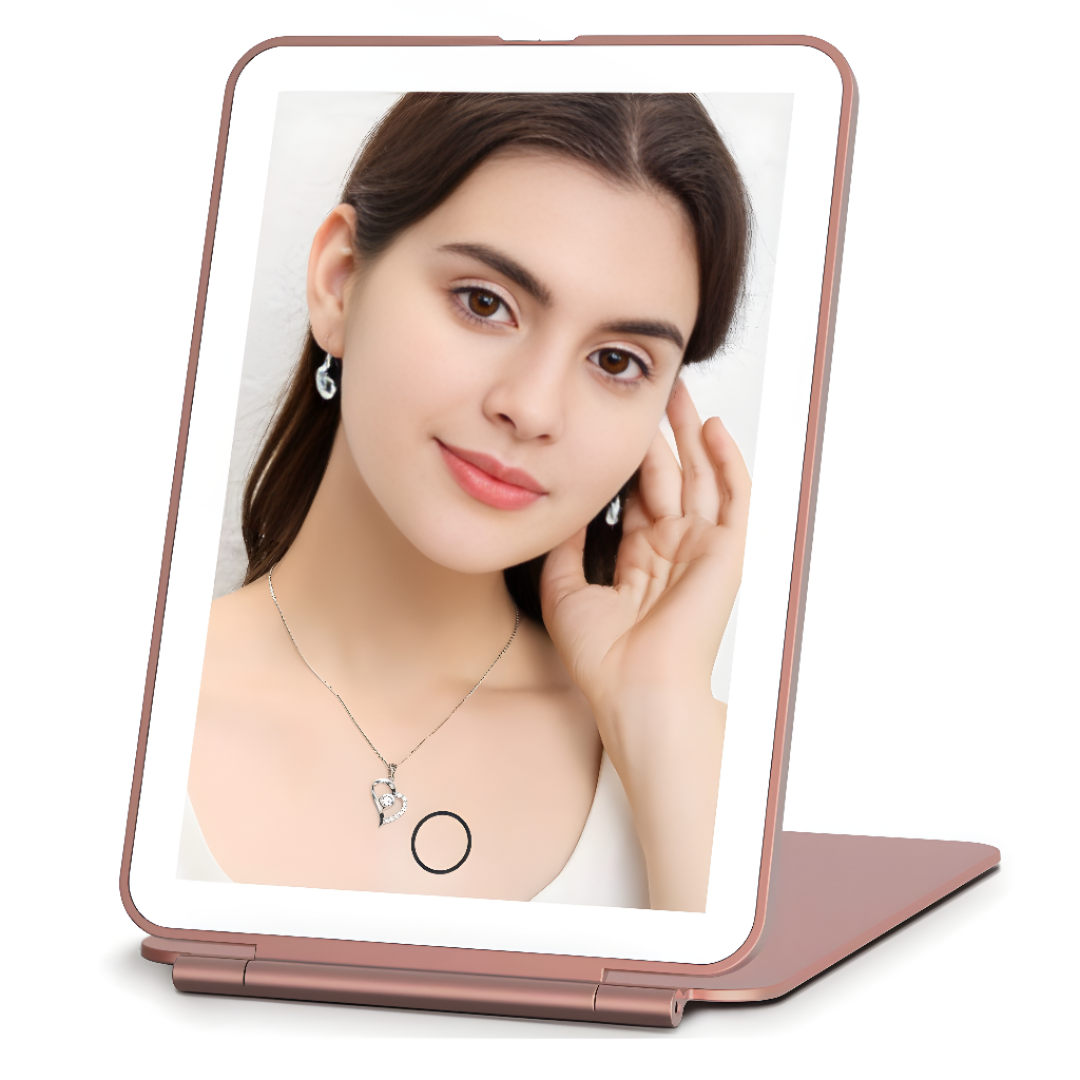 Rechargeable LED Makeup Mirror With Built-in Light And Portable Design