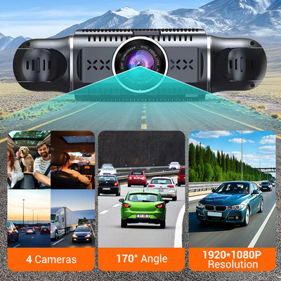 4-Channel FHD Dash Cam Ultra-Wide Angle Driving Safety Recorder