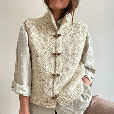 Evy Elegant Wool Cardigan With Buttons Classic Style