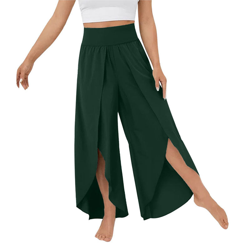 High Waisted Wide Leg Pants Split Casual Quick Dry Design